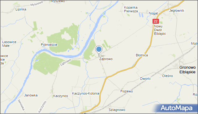 mapa Ząbrowo, Ząbrowo gmina Stare Pole na mapie Targeo